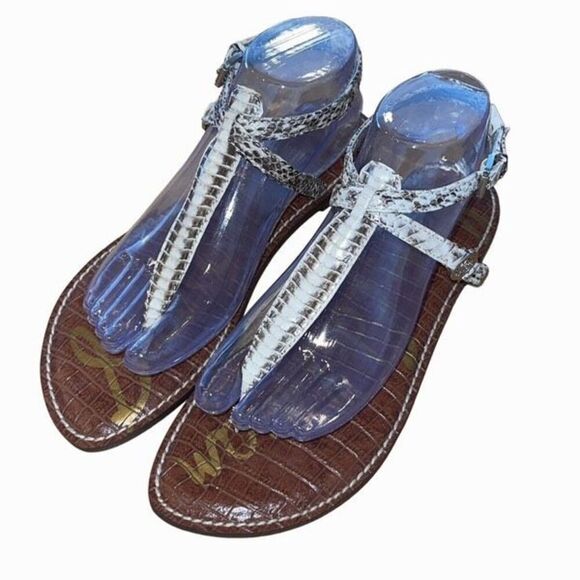 Sam Edelman Womens Leather Snakeskin Strap Wrap Flat Sandals Tan Size 9.5 - Picture 2 of 10